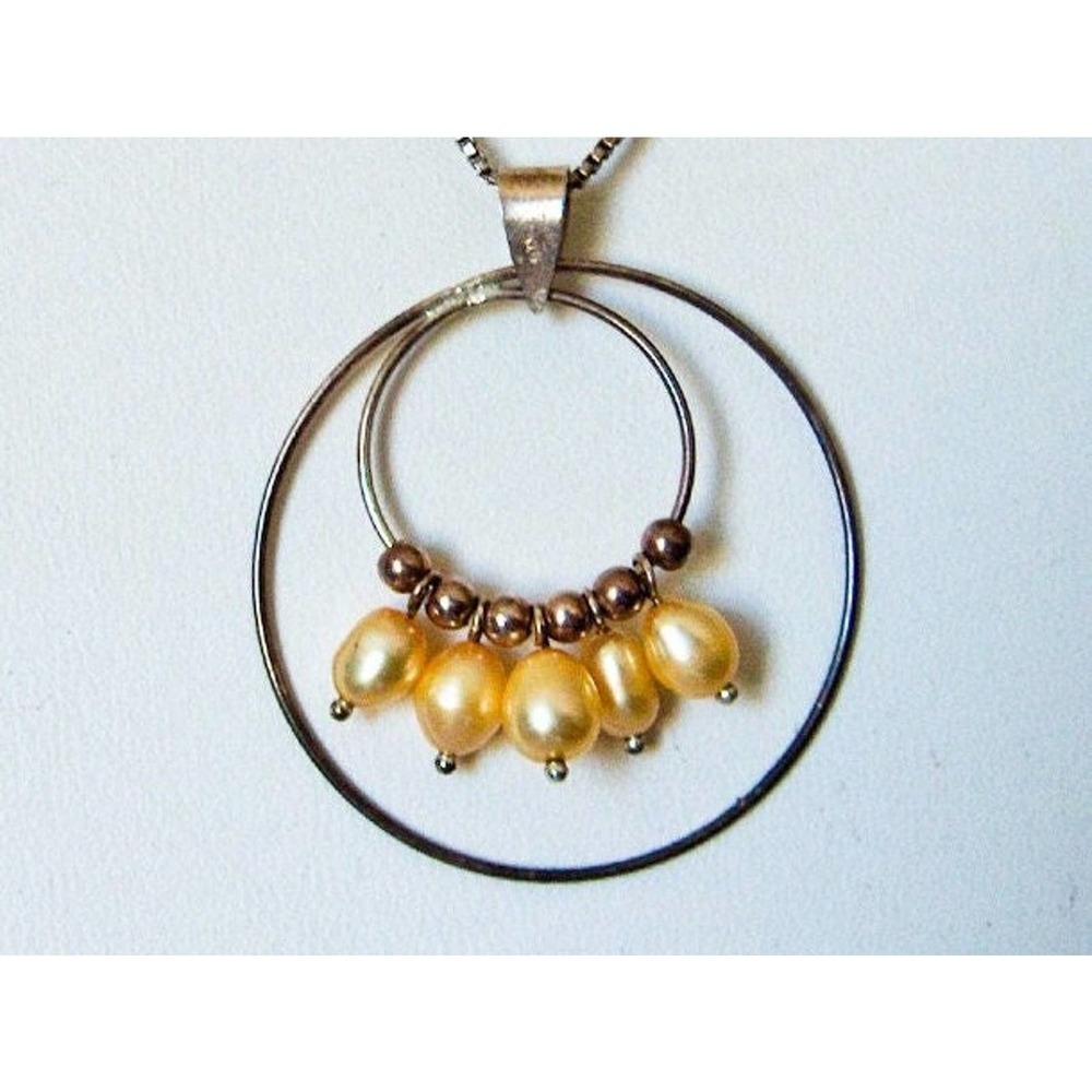 Vintage Sterling Silver Pearl Dream Catcher Necklace , Baroque Pearls